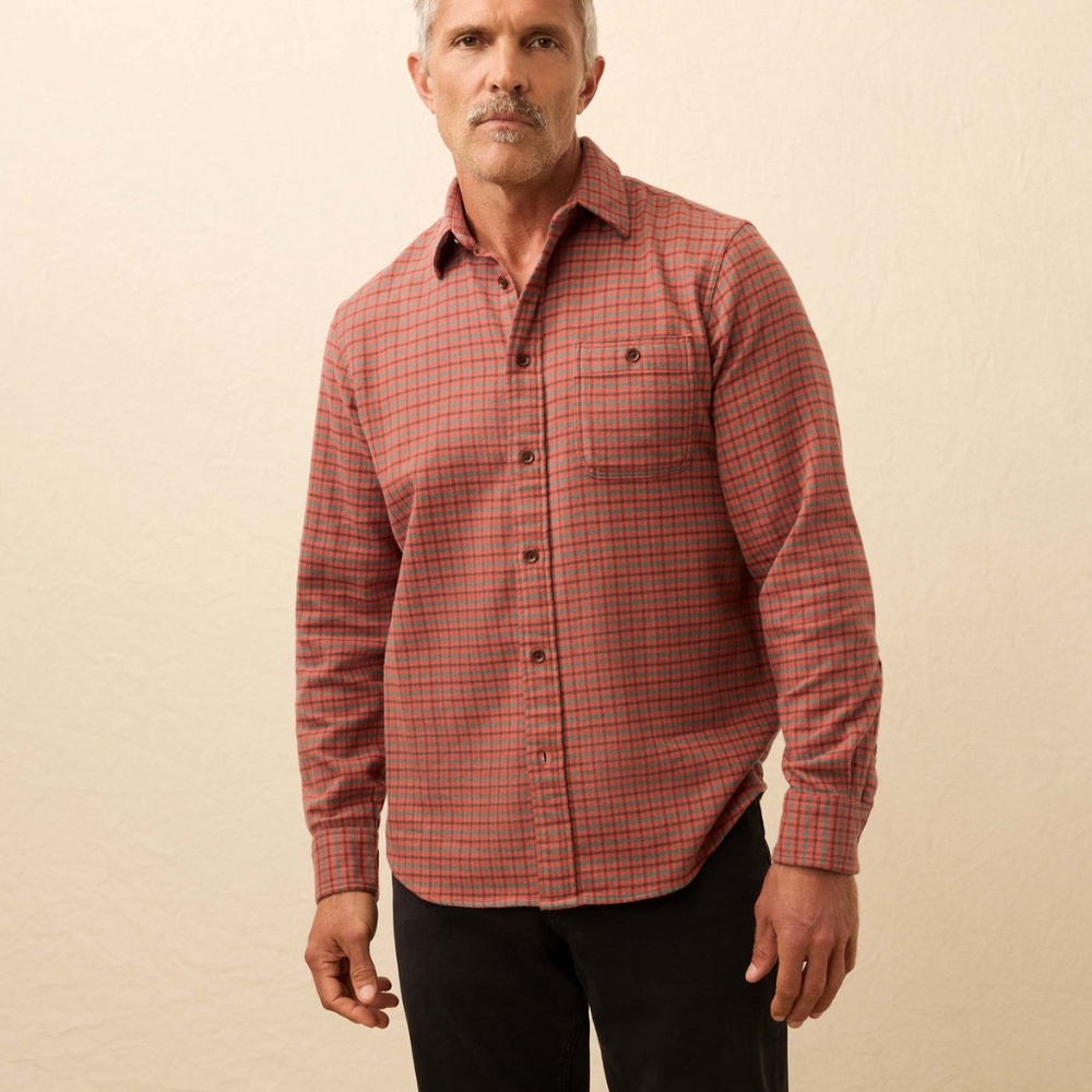 $168 Faherty XL NWT Flannel Organic Wool Amber Hill Check Button Down Shirt